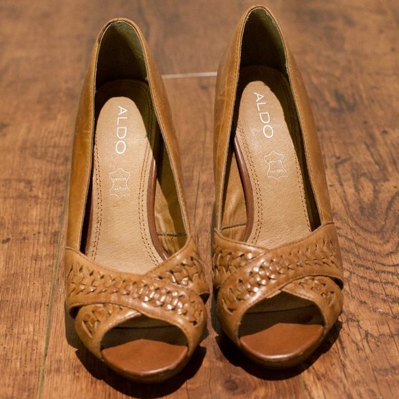 2 for $30 Aldo leather braided heels - Picture 4 of 5